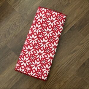 Red and White Snowflake Kitchen Drying Mat
